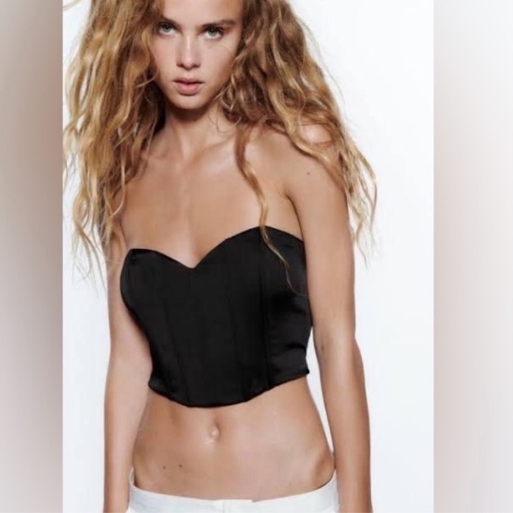 Zara Black bone in Strapless bandeau Top